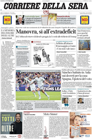 Corriere della Sera prima pagina