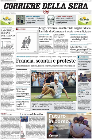 Corriere della Sera prima pagina