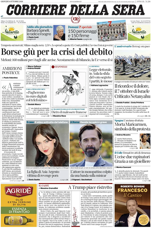 Corriere della Sera prima pagina