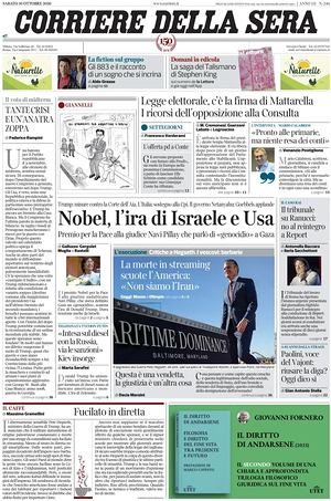 Corriere della Sera prima pagina