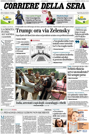 Corriere della Sera prima pagina
