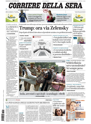 Prima pagina Corriere della Sera di oggi - Quotidiano nazionale