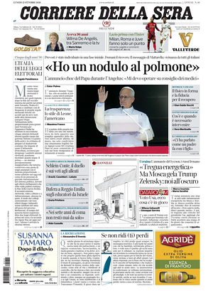 Prima pagina Corriere della Sera di oggi - Quotidiano nazionale