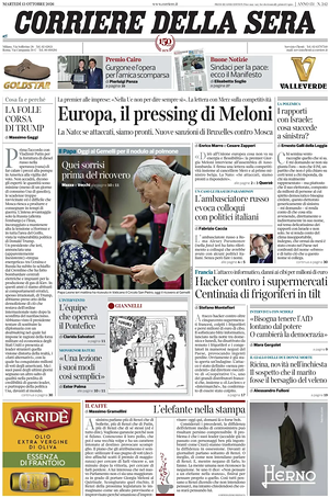 Corriere della Sera prima pagina