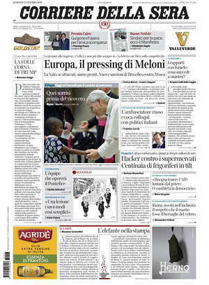Prima pagina Corriere della Sera di oggi - Quotidiano nazionale