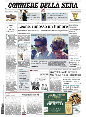 Prima pagina Corriere della Sera di oggi - Quotidiano nazionale
