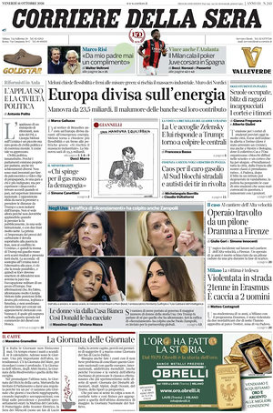 Corriere della Sera prima pagina