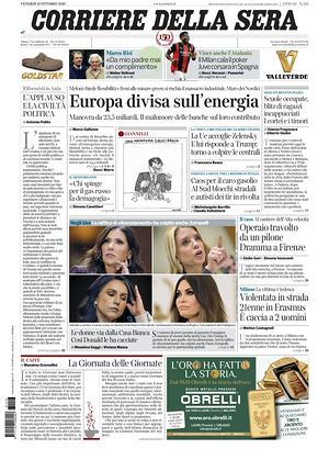 Prima pagina Corriere della Sera di oggi - Quotidiano nazionale