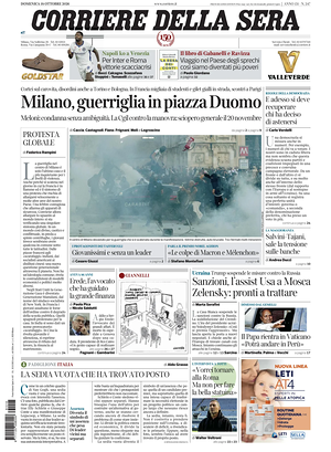 Prima pagina Corriere della Sera di oggi - Quotidiano nazionale