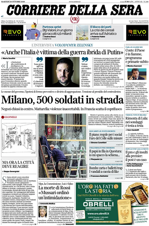 Corriere della Sera prima pagina