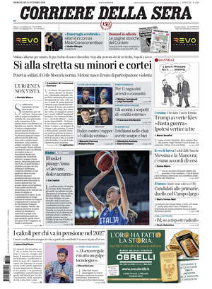 Corriere della Sera prima pagina