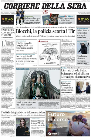 Corriere della Sera prima pagina