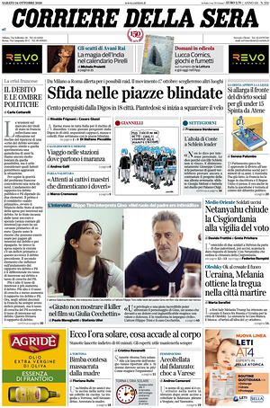 Corriere della Sera prima pagina