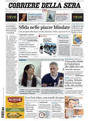 Prima pagina Corriere della Sera di oggi - Quotidiano nazionale
