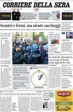 Corriere della Sera prima pagina