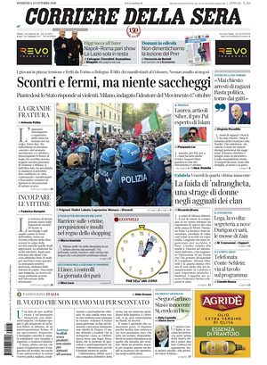 Prima pagina Corriere della Sera di oggi - Quotidiano nazionale