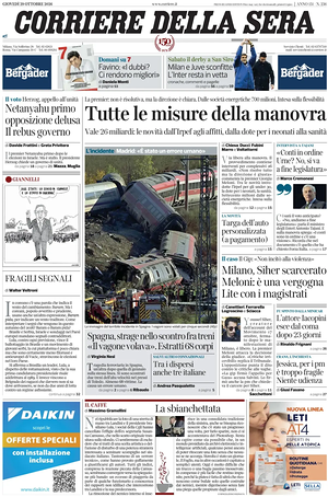 Corriere della Sera prima pagina