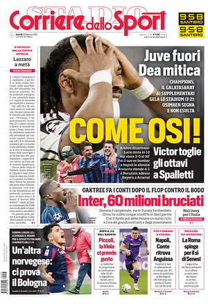 Prima pagina Corriere dello Sport di oggi - Quotidiano sport