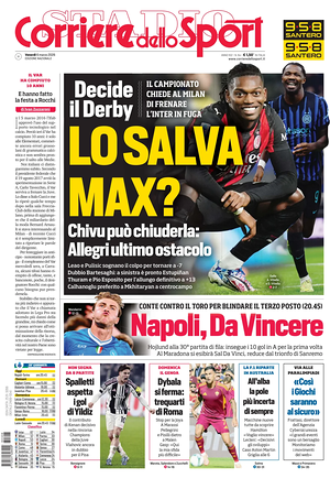 Prima pagina Corriere dello Sport di oggi - Quotidiano sport