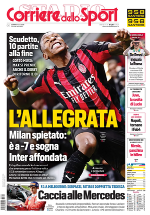 Prima pagina Corriere dello Sport di oggi - Quotidiano sport