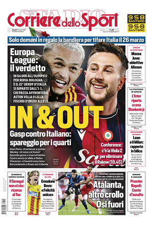 Prima pagina Corriere dello Sport di oggi - Quotidiano sport
