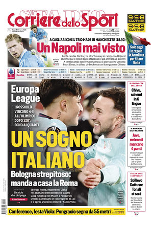 Prima pagina Corriere dello Sport di oggi - Quotidiano sport