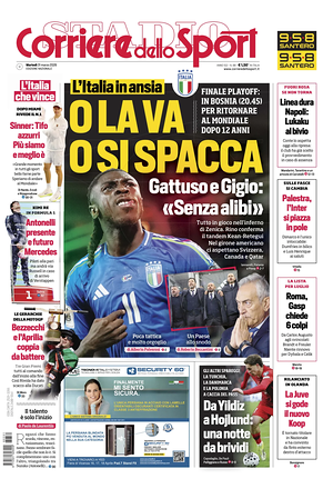 Prima pagina Corriere dello Sport di oggi - Quotidiano sport