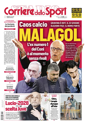 Prima pagina Corriere dello Sport di oggi - Quotidiano sport