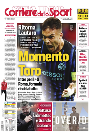 Prima pagina Corriere dello Sport di oggi - Quotidiano sport