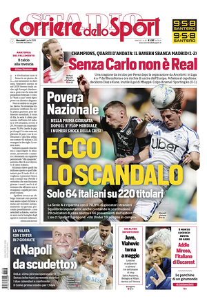 Prima pagina Corriere dello Sport di oggi - Quotidiano sport