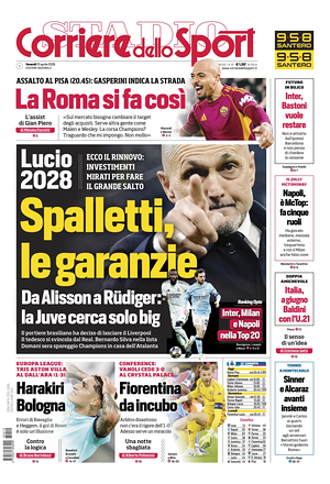 Prima pagina Corriere dello Sport di oggi - Quotidiano sport