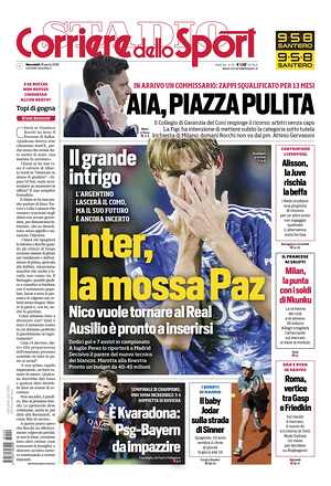 Prima pagina Corriere dello Sport di oggi - Quotidiano sport