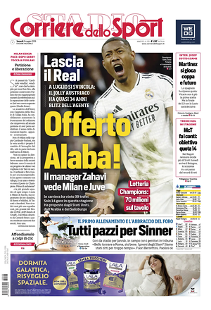 Prima pagina Corriere dello Sport di oggi - Quotidiano sport