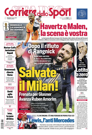 Prima pagina Corriere dello Sport di oggi - Quotidiano sport