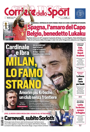Prima pagina Corriere dello Sport di oggi - Quotidiano sport