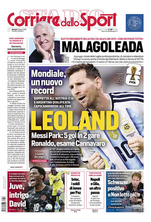 Prima pagina Corriere dello Sport di oggi - Quotidiano sport