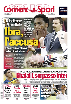 Prima pagina Corriere dello Sport di oggi - Quotidiano sport