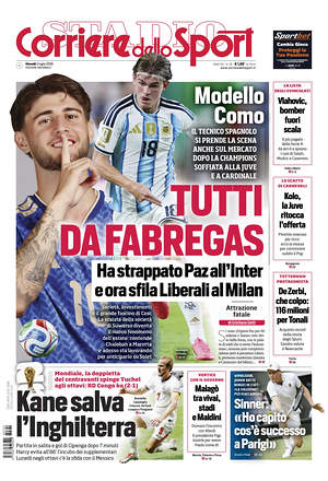 Prima pagina Corriere dello Sport di oggi - Quotidiano sport