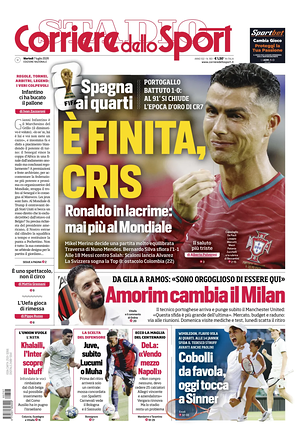 Prima pagina Corriere dello Sport di oggi - Quotidiano sport
