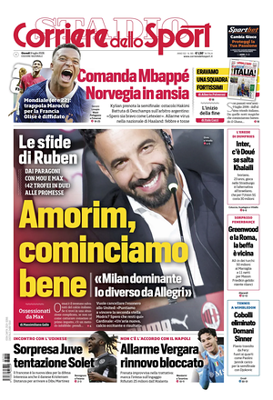 Prima pagina Corriere dello Sport di oggi - Quotidiano sport
