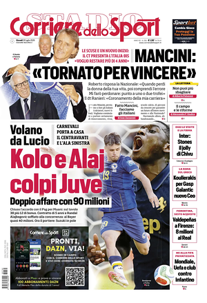 Prima pagina Corriere dello Sport di oggi - Quotidiano sport