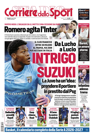 Prima pagina Corriere dello Sport di oggi - Quotidiano sport