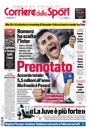 Prima pagina Corriere dello Sport di oggi - Quotidiano sport