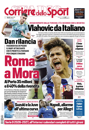 Prima pagina Corriere dello Sport di oggi - Quotidiano sport
