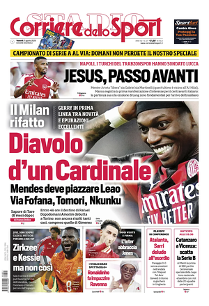 Prima pagina Corriere dello Sport di oggi - Quotidiano sport
