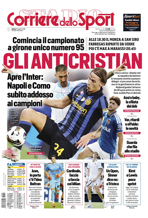 Prima pagina Corriere dello Sport di oggi - Quotidiano sport