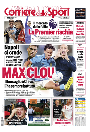 Prima pagina Corriere dello Sport di oggi - Quotidiano sport