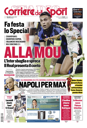 Prima pagina Corriere dello Sport di oggi - Quotidiano sport
