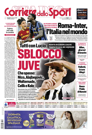 Prima pagina Corriere dello Sport di oggi - Quotidiano sport