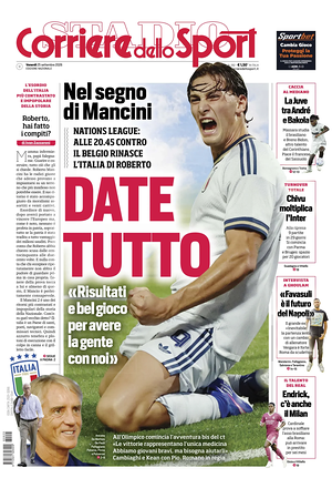 Prima pagina Corriere dello Sport di oggi - Quotidiano sport